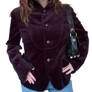 J. Crew Purple Velvet Fitted Tailored Cotton Blazer Dark Academia Preppy